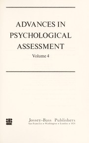 Cover of: Advances in Psychological Assessment.