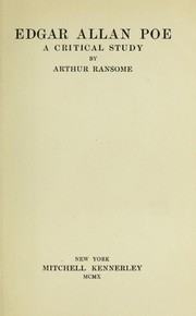 Cover of: Edgar Allan Poe; a critical study by Arthur Michell Ransome
