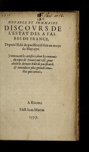 Cover of: Notable et sommaire discours de l'estat des afaires de France by Jean Martin
