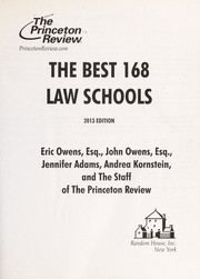 Cover of: The Best 168 Law Schools