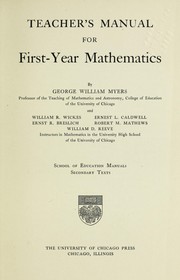 Cover of: Teacher's manual for first-year mathematics