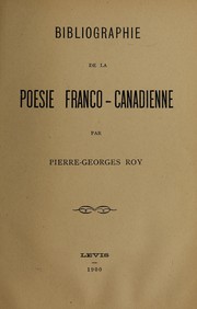 Cover of: Bibliographie de la poésie franco-canadienne