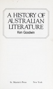 Cover of: A history of Australian literature