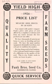 Cover of: 1924 price list: measure seed prices by quality