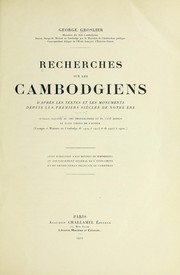 Cover of: Recherches sur les Cambodgiens by George Groslier