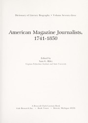 Cover of: American magazine journalists, 1741-1850
