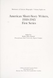 Cover of: American short-story writers, 1910-1945. by edited by Bobby Ellen Kimbel.