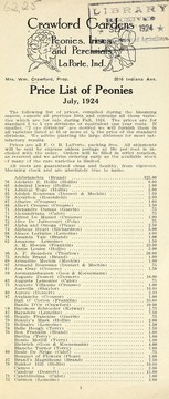 Cover of: Price list of peonies: July 1924