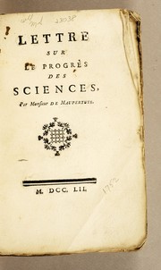 Cover of: Lettre sur le progrès des sciences