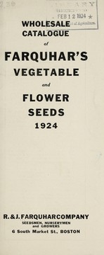 Cover of: Wholesale catalogue of Farquhar's vegetable and flower seeds: 1924