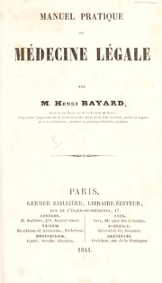 Manuel pratique de m©♭decine l©♭gale by Henri-Louis Bayard