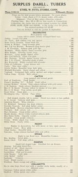 Surplus dahlia tubers [price list] by Ethel W. Fitts (Firm)
