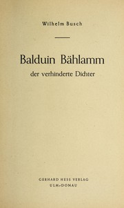 Cover of: Balduin Ba hlamm: der verhinderte dichter