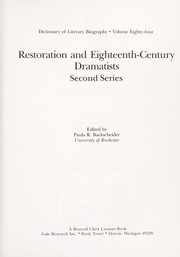 Cover of: Restoration and eighteenth-century dramatists.