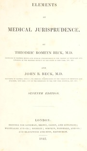 Cover of: Elements of medical jurisprudence