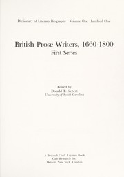 Cover of: British Prose Writers, 1660-1800