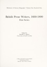 Cover of: British Prose Writers, 1660-1800 by Donald T. Siebert