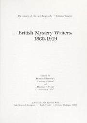 Cover of: British mystery writers, 1860-1919 by edited by Bernard Benstock and Thomas F. Staley.