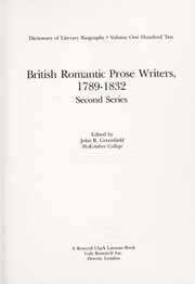 Cover of: British Romantic Prose Writers, 1789-1832 Second Series by John R. Greenfield