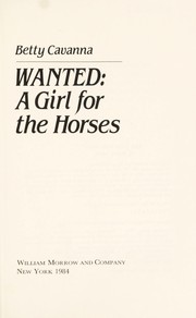 Cover of: Wanted, a girl for the horses