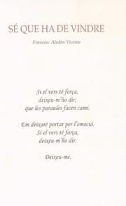 Cover of: Sé que ha de vindre