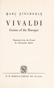 Cover of: Vivaldi, genius of the baroque. by Pincherle, Marc
