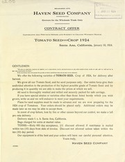 Cover of: Tomato seed, crop 1924: contract offer