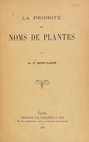 Cover of: La priorite  des noms de plantes