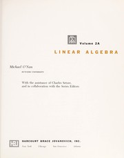 Cover of: Linear algebra. by Michael O'Nan
