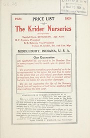 Cover of: 1924 price list of the Krider Nurseries (Incorporated) | Krider Nurseries