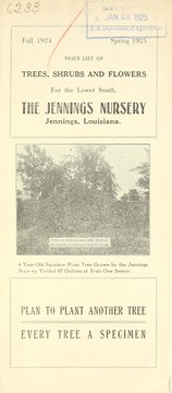 Price list of trees, shrubs and flowers for the lower South by Jennings Nursery