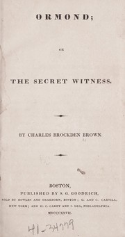 Cover of: Ormond: or, The secret witness.