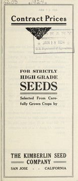 Cover of: Contract prices: for strictly high grade seeds selected from carefully grown crops