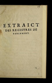 Cover of: Extraict des registres de Parlement