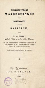 Cover of: Geneeskundige waarnemingen en bijdragen over de salicine