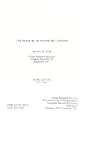 Cover of: The benefits of owner occupation