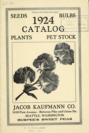 Cover of: 1924 catalog: seeds, bulbs, plants, pet stock