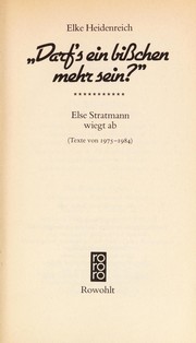 Cover of: Darf’s ein bisschen mehr sein?: Else Stratmann wiegt ab