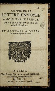 Cover of: Coppie De La Lettre Envoyee A Monsievr Le Prince