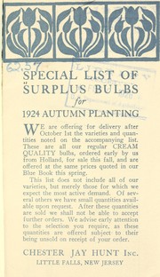 Cover of: Special list of surplus bulbs for 1924 autumn planting
