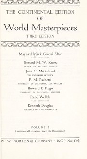 Cover of: The continental edition of World masterpieces. by Maynard Mack
