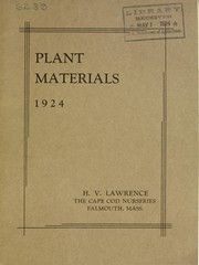 Cover of: Plant materials by H.V. Lawrence (Falmouth, Mass.)
