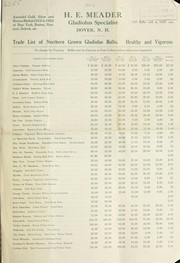Cover of: Trade list of Northern grown gladiolus bulbs, healthy and vigorous by H.E. Meader (Firm)