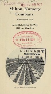 Cover of: Milton Nursery Company: [prices of Schwedler and Norway maple]