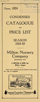 Condensed catalog and price list by Milton Nursery Co