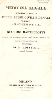 Cover of: Medicina legale secondo lo spirito delle leggi civili e penali veglianti nei governi d'Italia