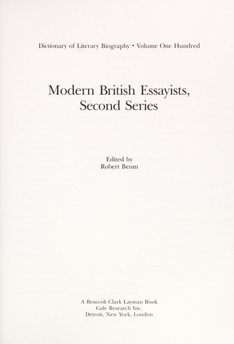 Modern British Essayists by Robert Lawrence Beum
