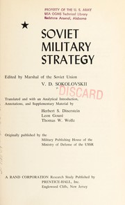 Cover of: Soviet military strategy.