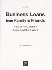 Cover of: Business loans from family & friends by Asheesh Advani