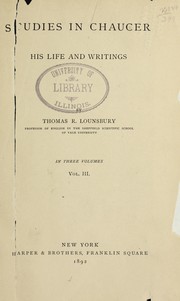 Cover of: Studies in Chaucer | Thomas R. Lounsbury